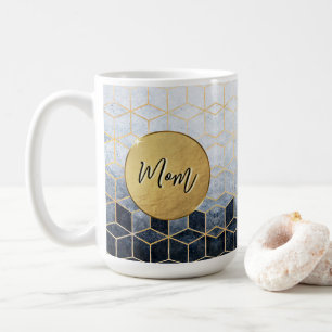 Custom Blue Geometric Personalised Coffee Mug