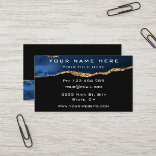 Custom Blue Gold Black Business Card Template