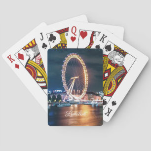 Custom Blue Gold Cityscape Night Travel London Playing Cards