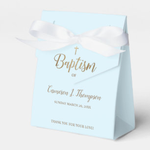 Custom Blue gold cross Baptism Thank you Favour Box