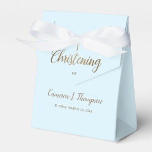 Custom Blue gold cross Christening thank you Favour Box