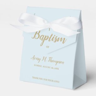 Custom blue gold cross Script Baptism Favor Box