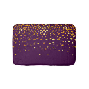 Custom Blue Gold Glitter Confetti Personalised Bath Mat
