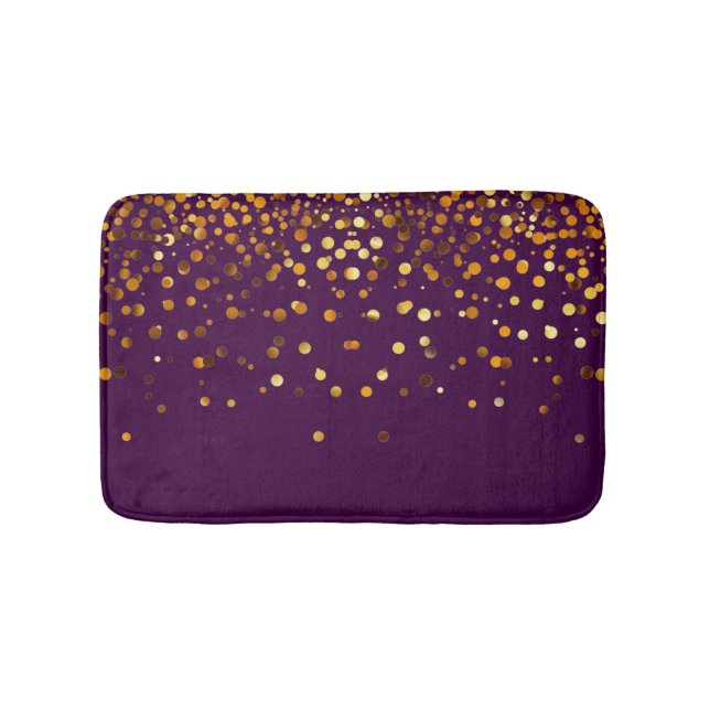 Custom Blue Gold Glitter Confetti Personalised Bath Mat (Front)
