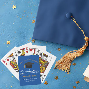 Custom Blue Gold Graduation 2026 Graduate Gift Playing Cards