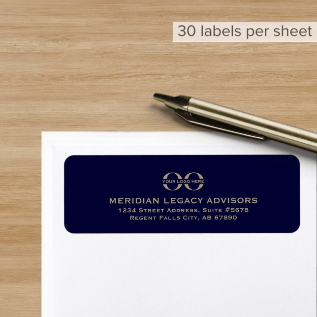 Custom Blue Gold Logo Return Address Label (Creator Uploaded)