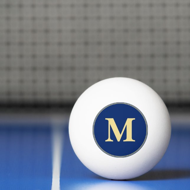 Custom Blue Gold Monogrammed Table Tennis Beer Ping Pong Ball (Net)