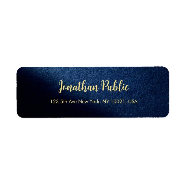 Custom Blue & Gold Text Template Return Address (Front)