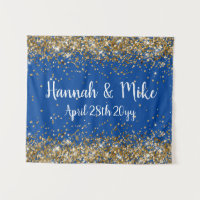 Custom Blue Gold Wedding Backdrop Photo Booth Prop