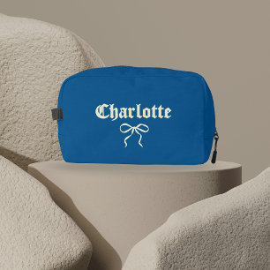 Custom Blue Gothic Coquette Toiletry Bag for Women