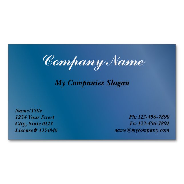 Custom Blue Gradient Magnetic Business Card (Front)