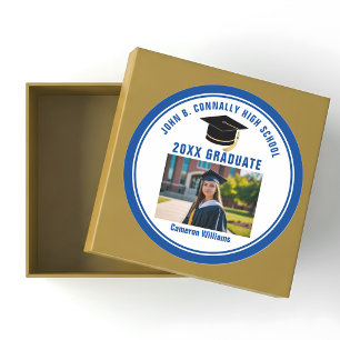 Custom Blue Graduate Photo 2026 Graduation Party Classic Round Sticker
