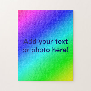 Custom Blue Green Diagonal Rainbow Gradient Art Jigsaw Puzzle