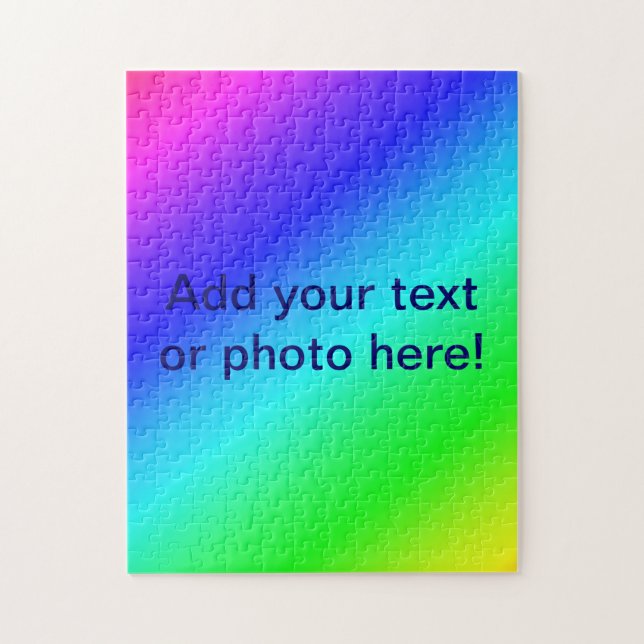 Custom Blue Green Diagonal Rainbow Gradient Art Jigsaw Puzzle (Vertical)