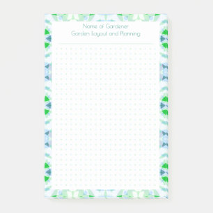 Custom Blue Green Dot Grid Garden Layout Plan Post-it Notes