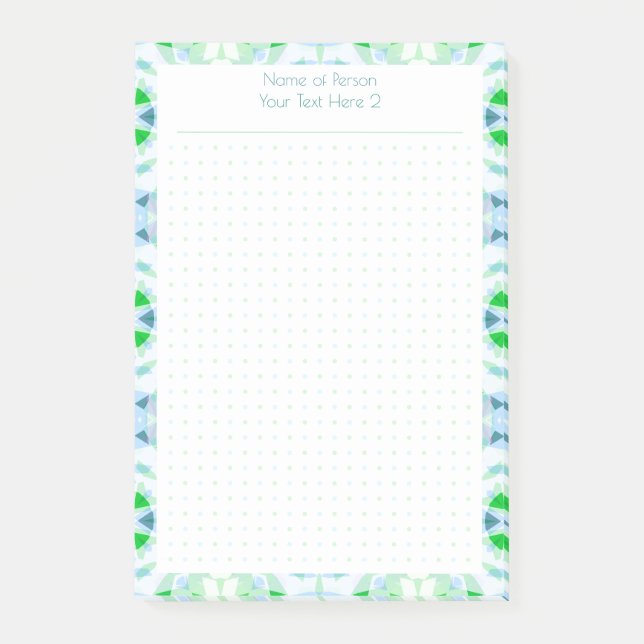 Custom Blue Green Dot Grid Student Gift Planner Post-it Notes (Front)