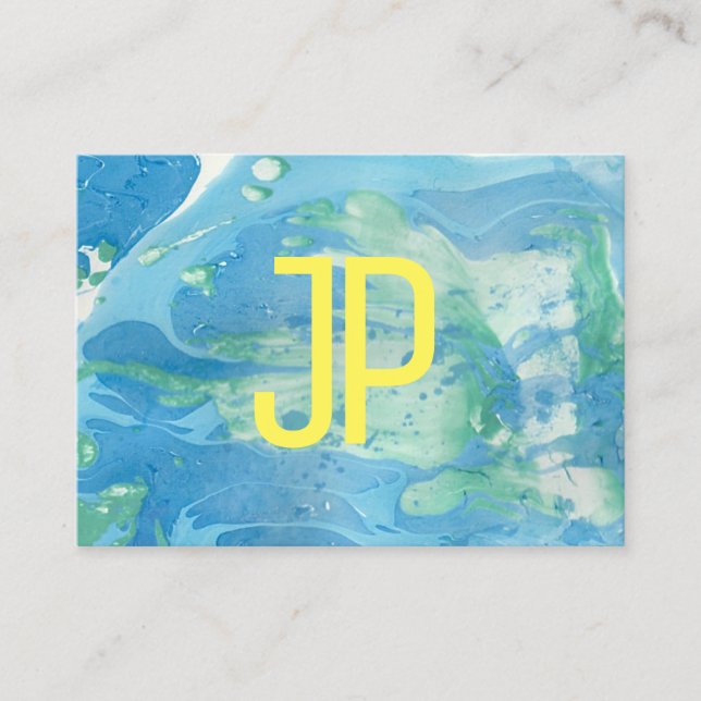 Custom Blue Green Modern Abstract Elegant Business Card (Front)