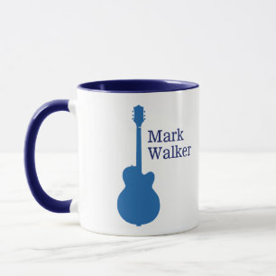 custom Blue Guitar Mug for the Rock Guitarist