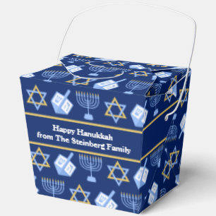 Custom Blue Hanukkah Pattern Fortune Party Favour Box