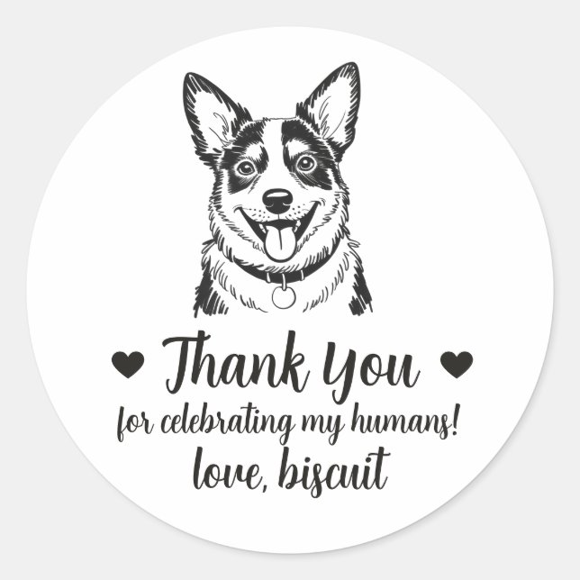 Custom Blue Heeler Dog Wedding Favour Stickers (Front)