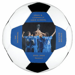 Custom Blue High School Senior Photo Graduation Football