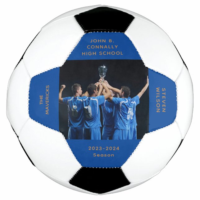 Custom Blue High School Senior Photo Graduation Football (Front)