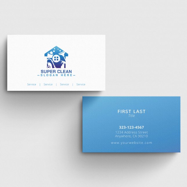 Custom Blue Home Cleaning Organiser Business Cards (Creator Uploaded)