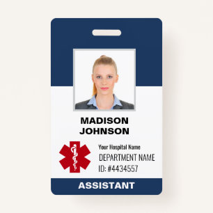 Custom Blue ID with Employee Photo, Business Logo ID Badge