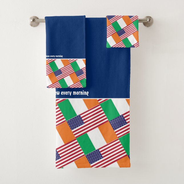 Custom Blue IRISH AMERICAN Bath Towel Set (Insitu)