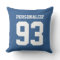 Custom blue jersey number outdoor throw pillow