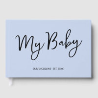 Custom Blue Keepsake Script Baby Book for Mother