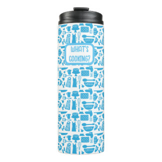 Custom Blue Kitchen Kitsch Fun Art Pattern Thermal Tumbler