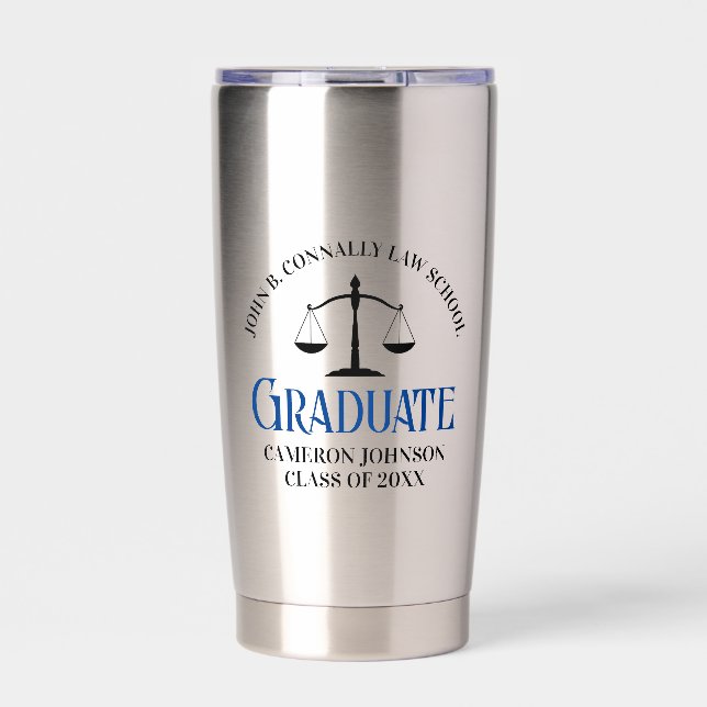 Custom Blue Law School Graduation Commemorative Insulated Tumbler (Front)