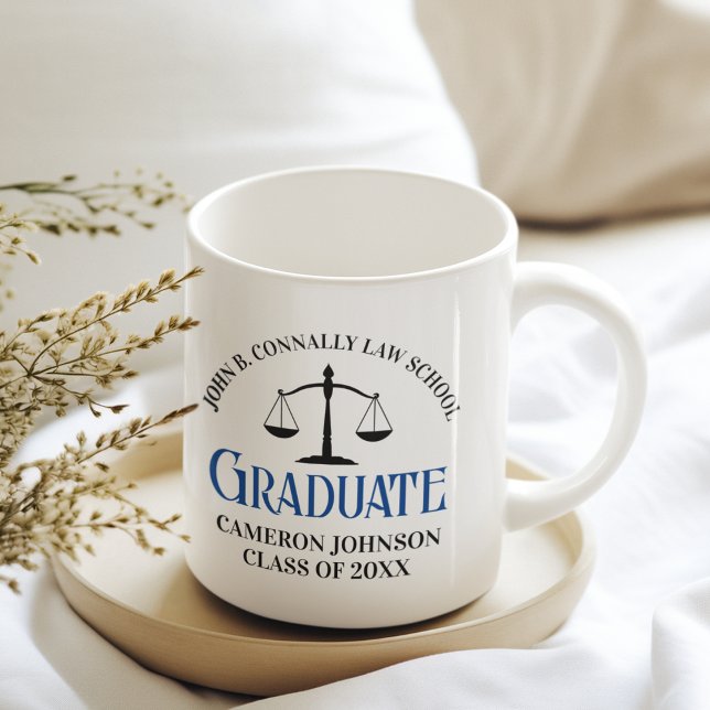 Custom Blue Law School Graduation Gift Coffee Mug (Creator Uploaded)