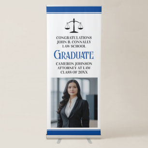 Custom Blue Law School Photo Graduation Party Retractable Banner