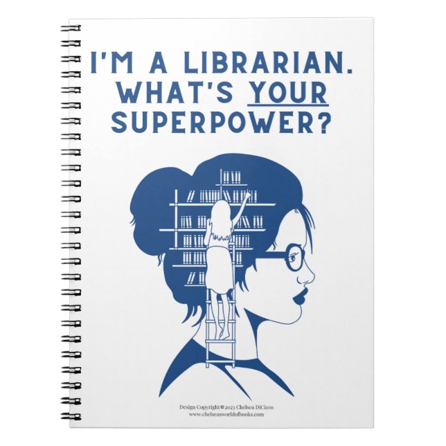 Custom Blue Librarian Spiral Notebook (Front)