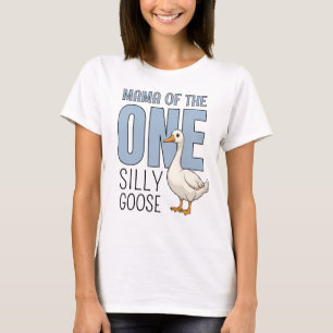 Custom Blue Mama of the One Silly Goose Birthday T-Shirt