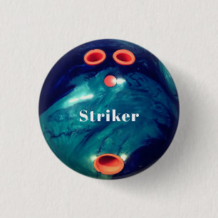 Custom Blue Marble Bowling Ball Button