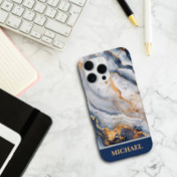 Custom Blue Marble With Gold Accents Personalised