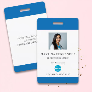 Custom Blue Medical Hospital Employee Photo ID Badge