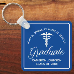 Custom Blue Medical School Graduation Keepsake Key Ring