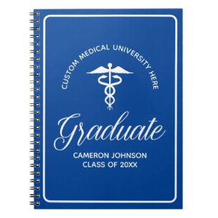 Custom Blue Medical School Graduation Keepsake Notebook