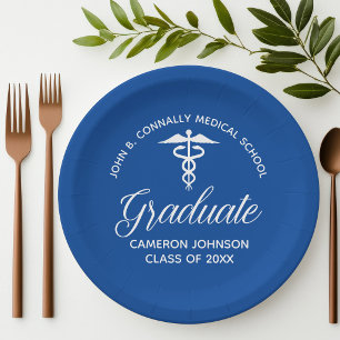 Custom Blue Medical School Graduation Party Paper Plate