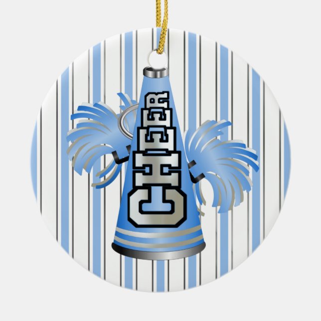 Custom Blue Megaphone Cheerleader Ornament (Front)