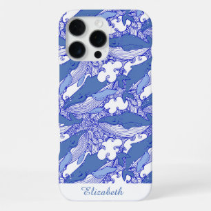 Custom Blue Monochromatic Humpback Whale iPhone 16 Pro Max Case