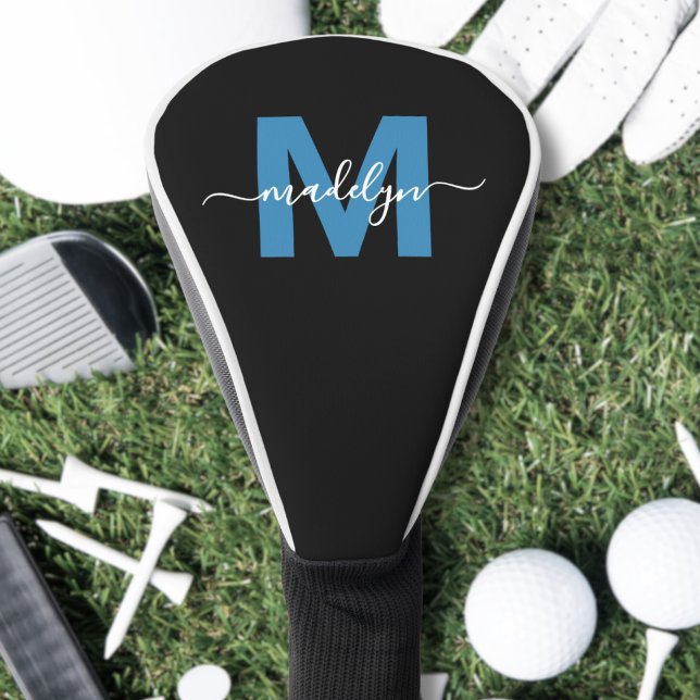 Custom Blue Monogram Golf Head Cover (Custom Blue Initial Name Monogram Golf Head Cover)