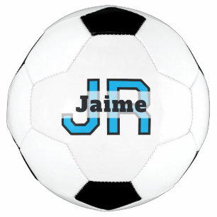 Custom Blue Monogram & Name Classic Soccer Foot Football