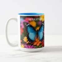 Custom Blue Morpho Butterfly Floral Botanical