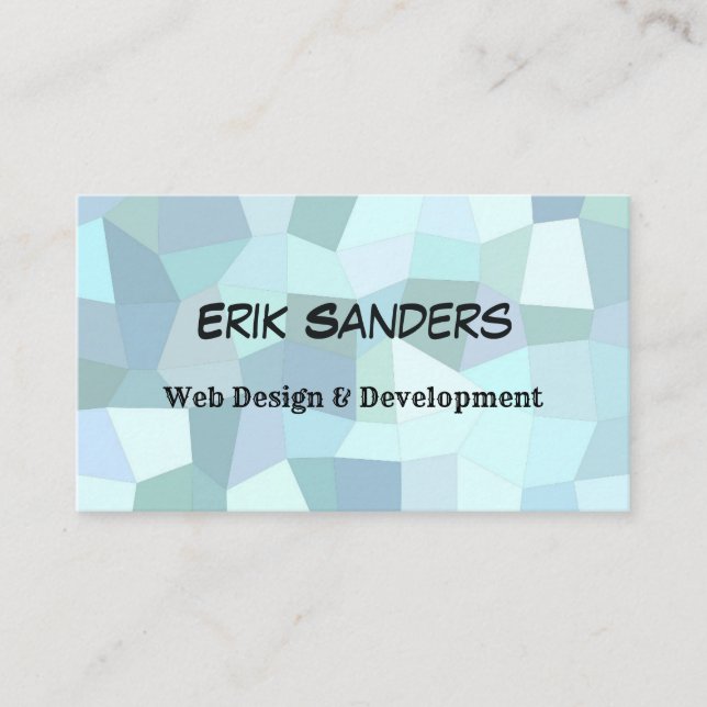Custom Blue Mosaic Stylish Web Developer Business Card (Front)