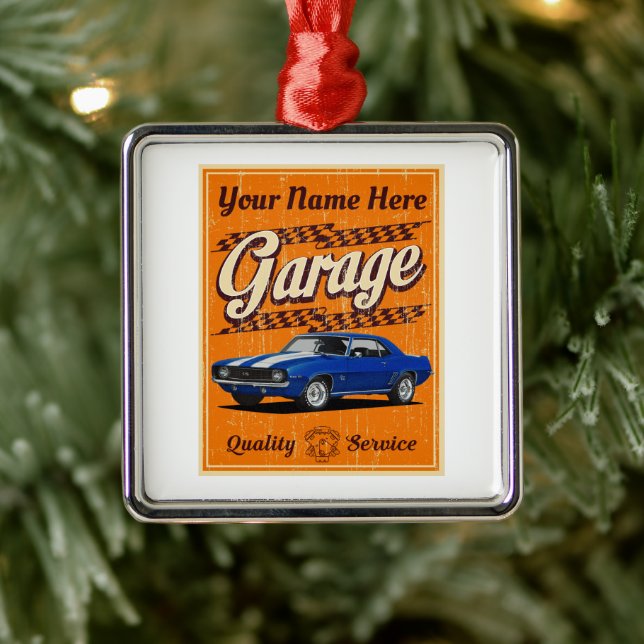 Custom Blue Muscle Car Garage Metal Tree Decoration (Tree)